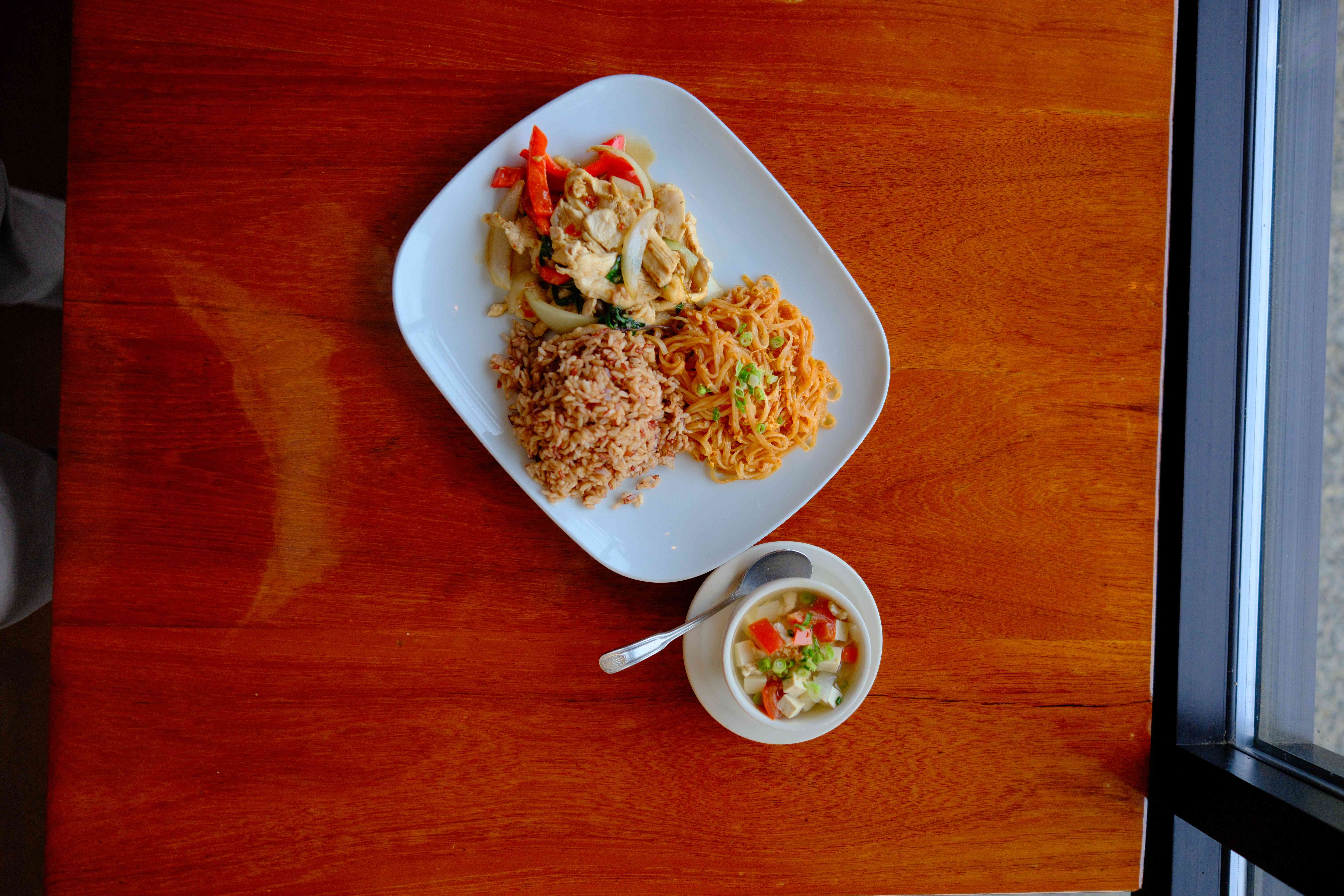 Colorful Thai curry and jasmine rice — Woodinville Thai takeout